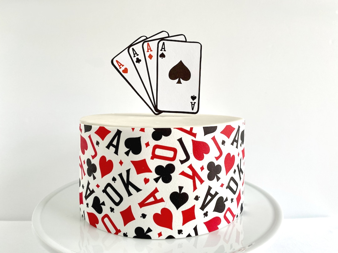 Playing Cards Edible Cake Wrap or Four of a Kind Cake Topper Etsy