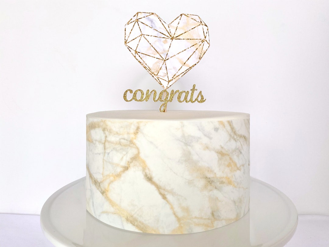 Black Gold White Marble Pattern wrap around edible cake topper ICING /  WAFER
