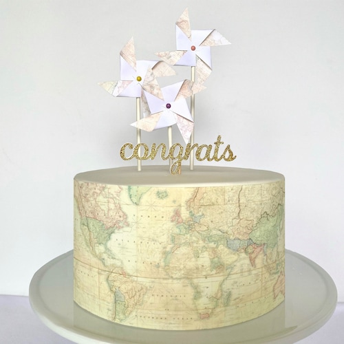 Old World Map Edible Icing image for 1/4 sheet cake 