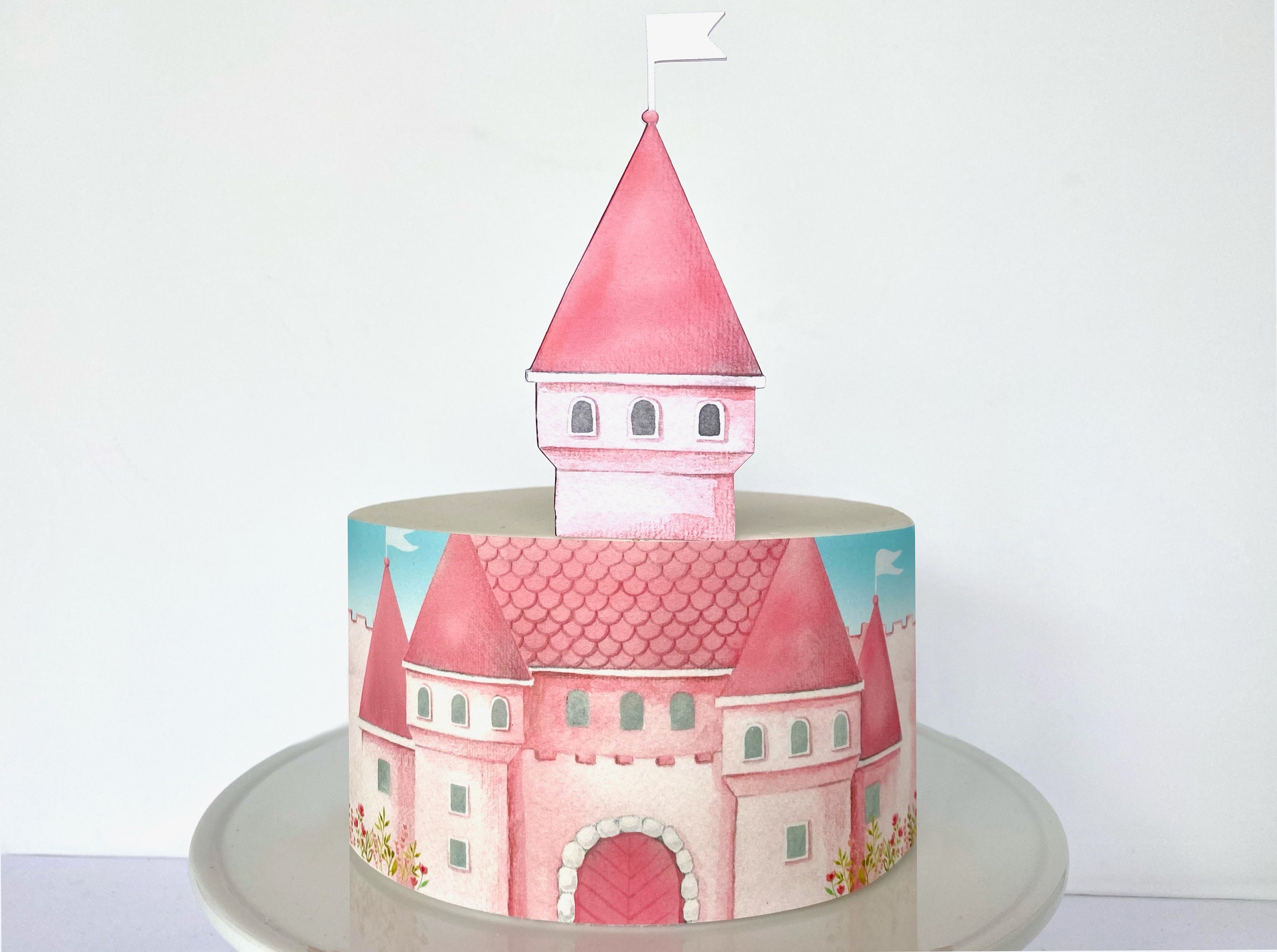 Princess Castle Edible Cake Wrap or Fairy Tale Tower Cake Topper
