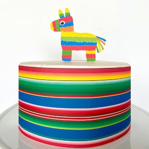 Mexican Serape Stripe Edible Cake Wrap or Donkey Piñata Cake Topper
