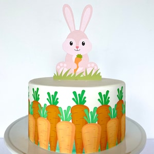 Carrot Garden Edible Cake Wrap or Bunny Rabbit Cake Topper