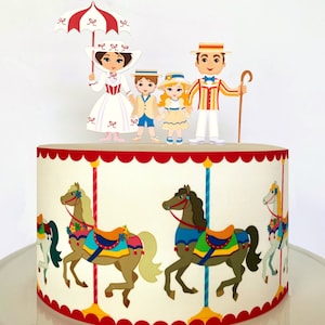 Carousel Edible Cake Wrap or Carnival Characters Cake Topper