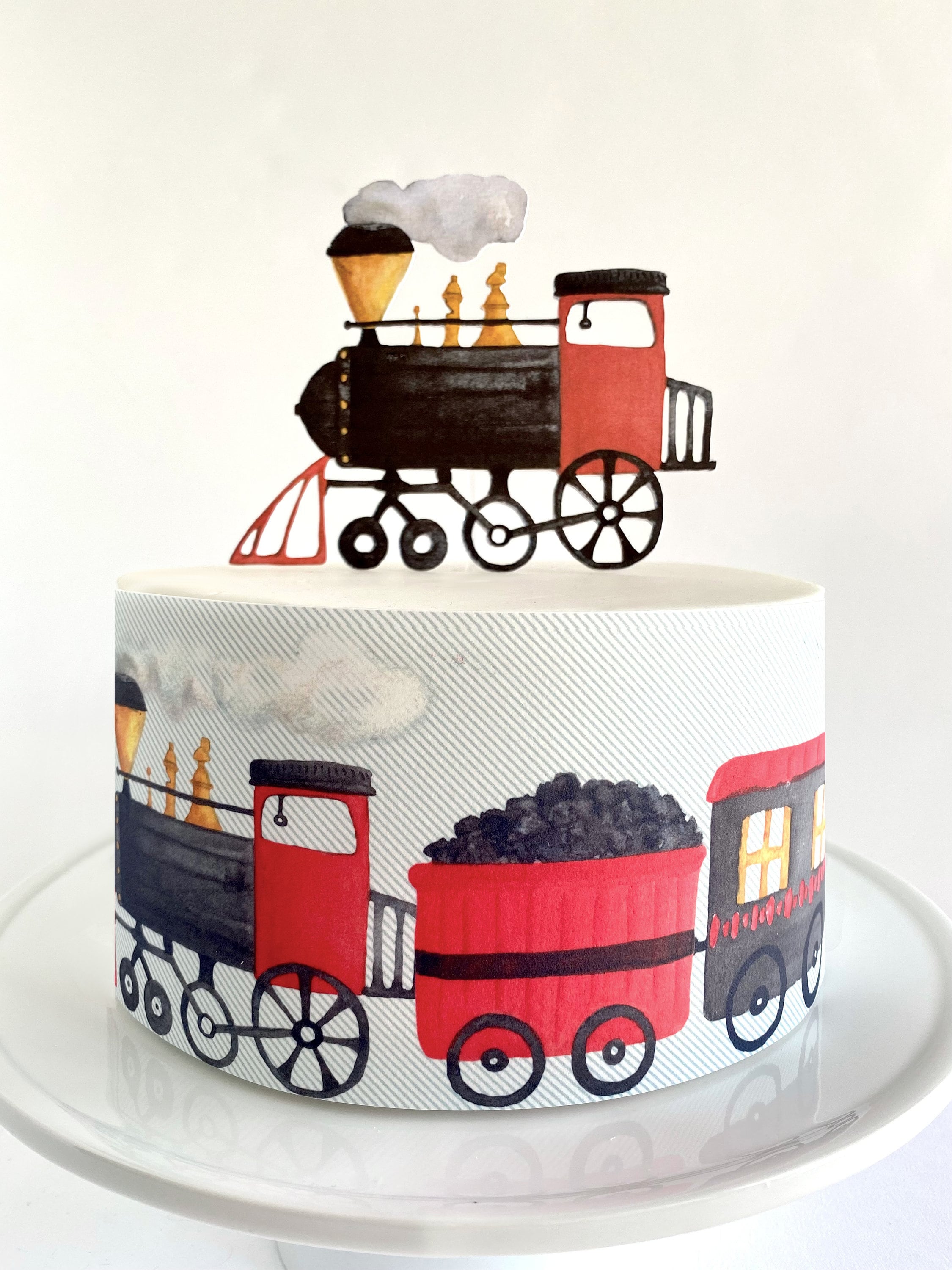 Train Theme Cake Decorations // Vintage Steam Train Edible pic