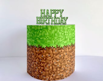Video Game Cake Wrap & Topper: Pixel Birthday Theme