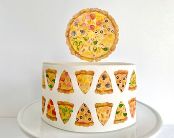 Envoltorio o adorno comestible para pastel de fiesta de pizza