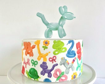 Balloon Party Animals Edible Cake Wrap or Balloon Dog Cake Topper