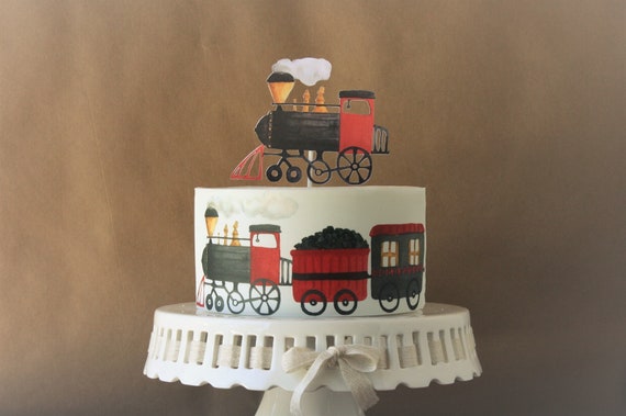 Train Theme Cake Decorations Vintage Steam Train Edible Etsy