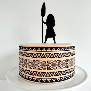 Polynesian Tribal Print Edible Cake Wrap or Black Cardstock Silhouette Cake Topper