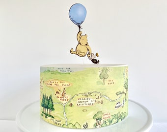 Winnie the Pooh Hundred Acre Woods Edible Cake Wrap or Pooh Bear Cake Topper