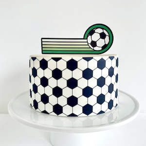 Soccer Cake Topper and Edible Cake Wrap: Retro Green Stripe