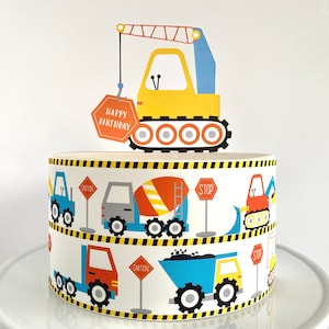 Construction Birthday Cake Topper & Edible Cake Wrap