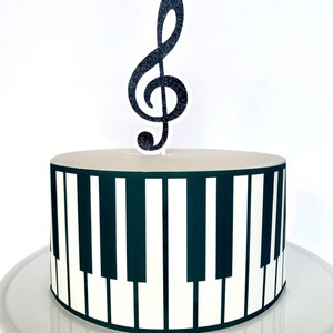 Piano Edible Cake Wrap // Musician Cake Decorations or Treble Clef Cake Topper image 2