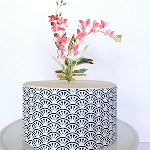 Japanese Seigaiha Pattern Edible Cake Wrap or Orchid Cake Topper