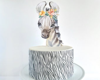 Zebra Print Edible Cake Wrap or Pretty Zebra Cake Topper