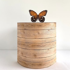 Rustic Wood Edible Cake Wrap for Tall Cake, or Butterfly Cake Topper