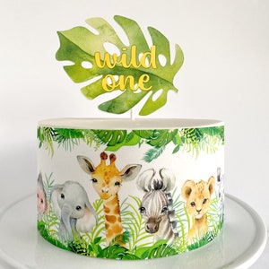 Safari Animals Edible Cake Wrap or Wild One Cake Topper