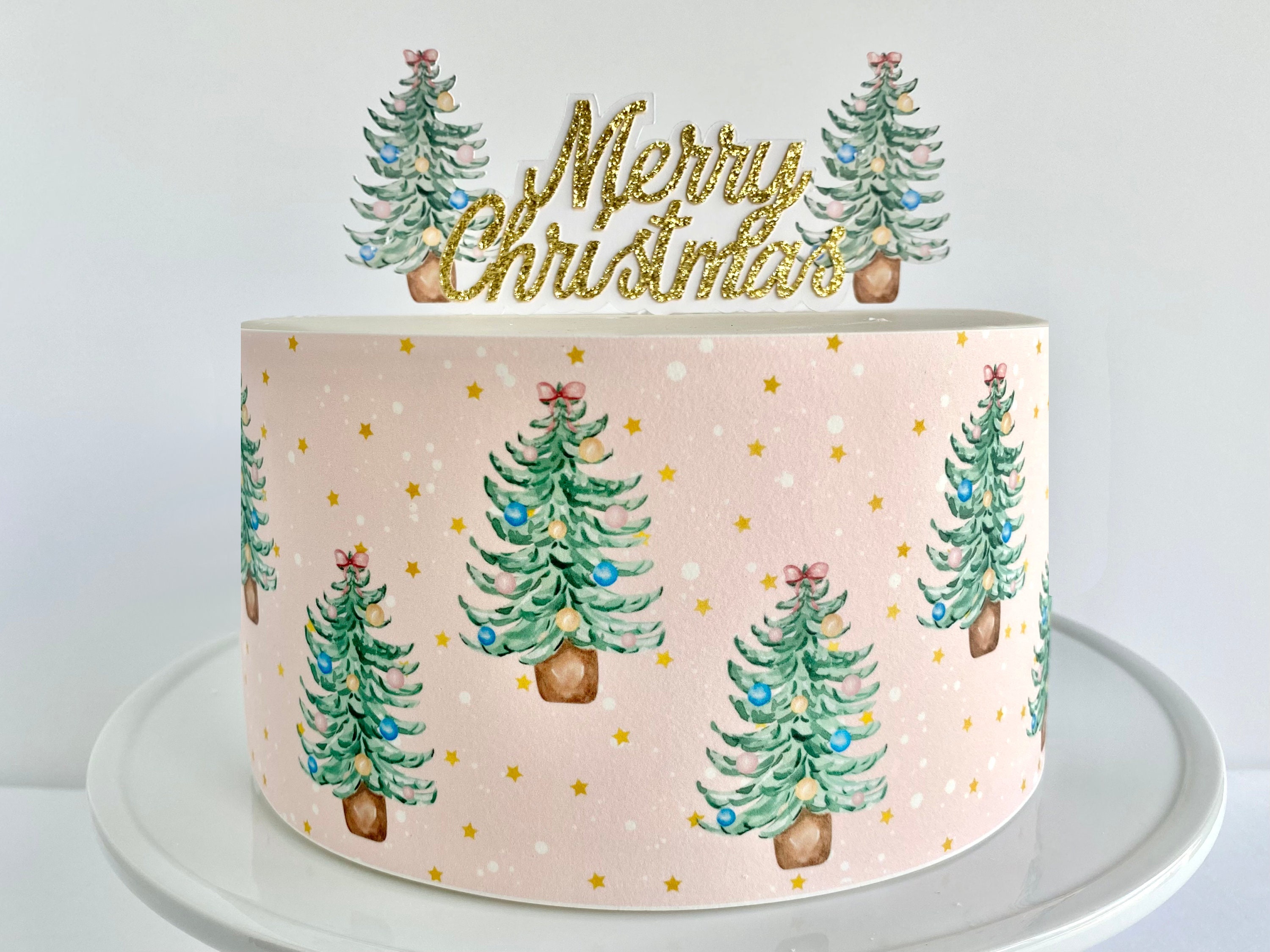 5 Pcs Christmas Decorations Cake Toppers Para Comida Tree Wrapping Paper