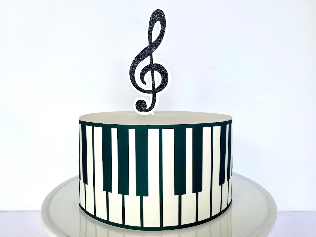 Piano Edible Cake Wrap // Musician Cake Decorations or Treble Clef Cake