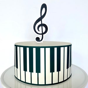 Piano Edible Cake Wrap // Musician Cake Decorations or Treble Clef Cake Topper image 1