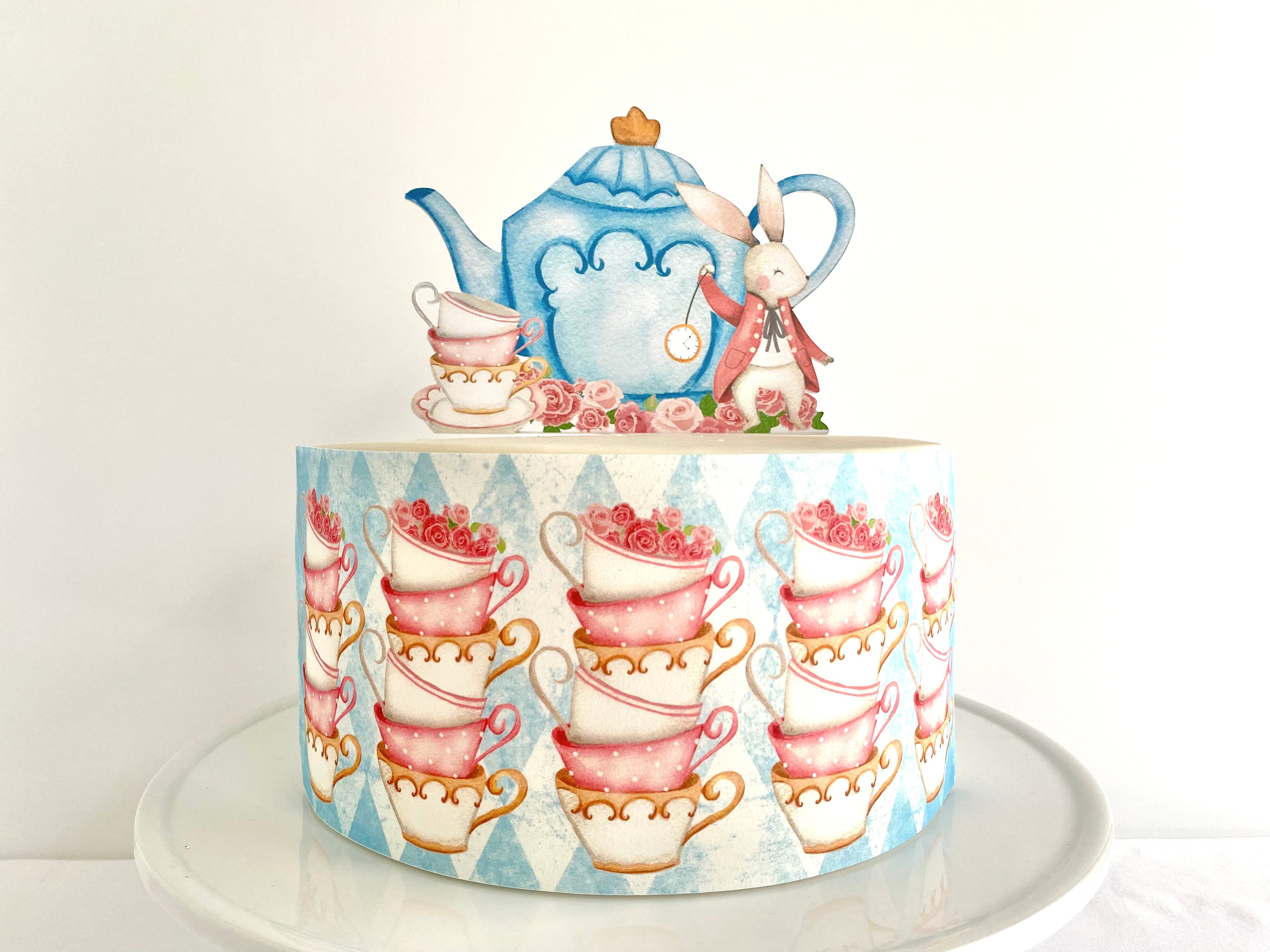トップス Katie TEA AND CAKE long top Tea Party Edible Cake Wrap or Alice in Wonderland Cake