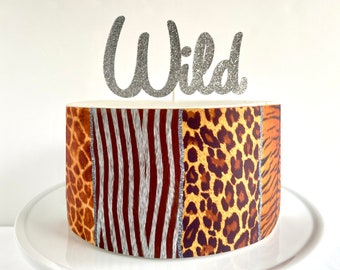 Envoltorio comestible para pastel con estampado animal o adorno para pastel salvaje
