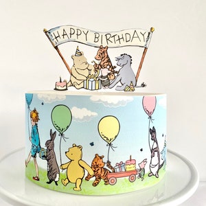 Winnie the Pooh Party Edible Cake Wrap or Birthday Bear Cake Topper