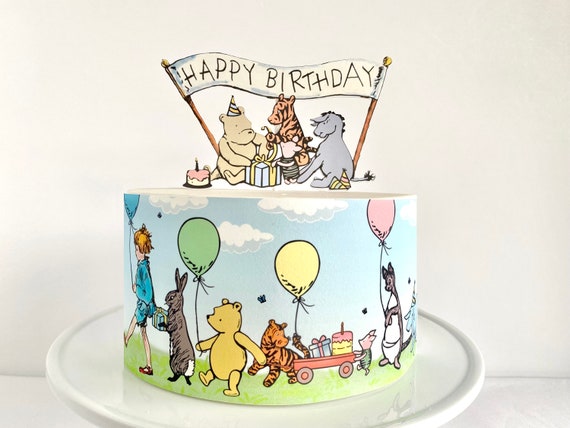 Winnie the Pooh Party Edible Cake Wrap or Birthday Bear Cake Topper 