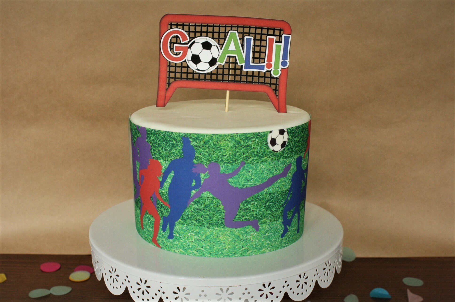 Soccer Theme Cake Decorations Girls Soccer Edible Cake Wrap Etsy
