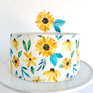 Sunflowers Edible Cake Wrap or Sunflower Cake Topper