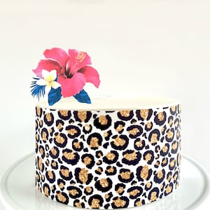 Leopard Print Edible Cake Wrap or Tropical Flowers Cake Topper