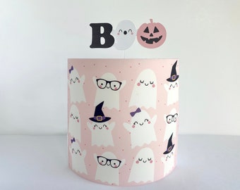 Pink Halloween Edible Cake Wrap for Tall Cake, or Little Boo Cake Topper