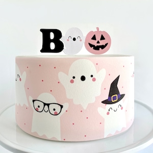 Pink Halloween Edible Cake Wrap or Cute Little Boo Cake Topper