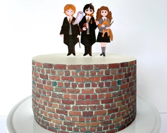 School Brick Edible Cake Wrap or Wizard Friends Cake Topper