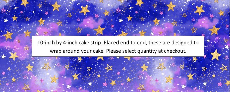 Galaxy of Stars Edible Cake Wrap or Moon and Stars Cake Topper image 2