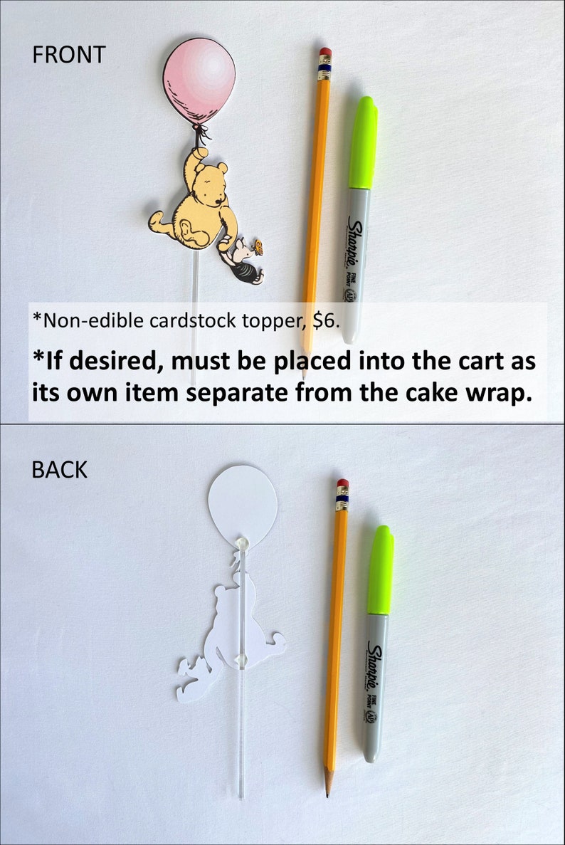 Winnie the Pooh Cake Decoration: Hundred Acre Wood Wrap or Pooh Cake Topper pink balloon topper