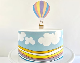 Envoltorio comestible para pastel o adorno para pastel con globo aerostático "Lugares a los que irás"
