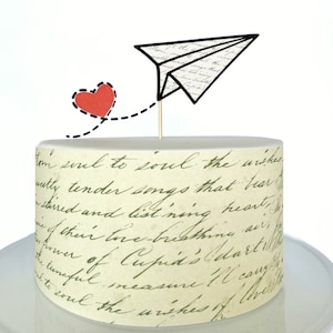 Love Letter Edible Cake Wrap or Paper Airplane Cake Topper