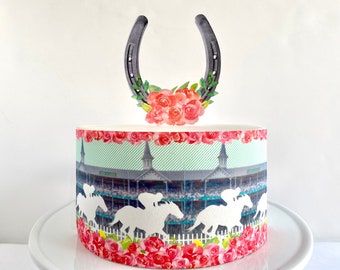 Horse Race Derby Edible Cake Wrap or Horseshoe Cake Topper