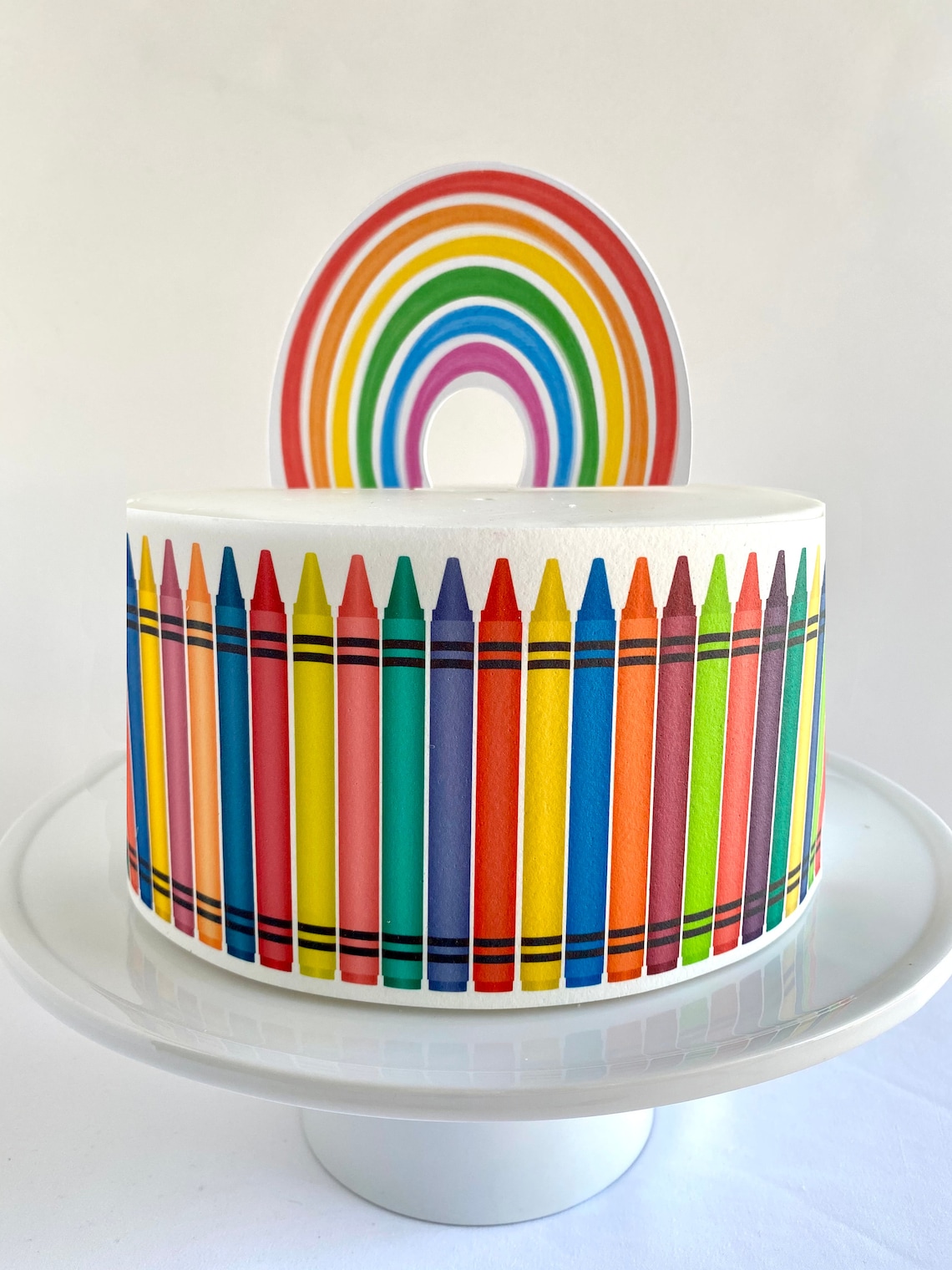 Crayons Edible Cake Wrap or Rainbow Cake Topper Etsy