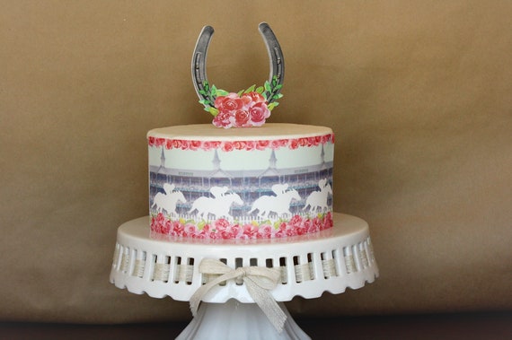 Horse Race Derby Edible Cake Wrap Or Horseshoe Cake Topper Etsy