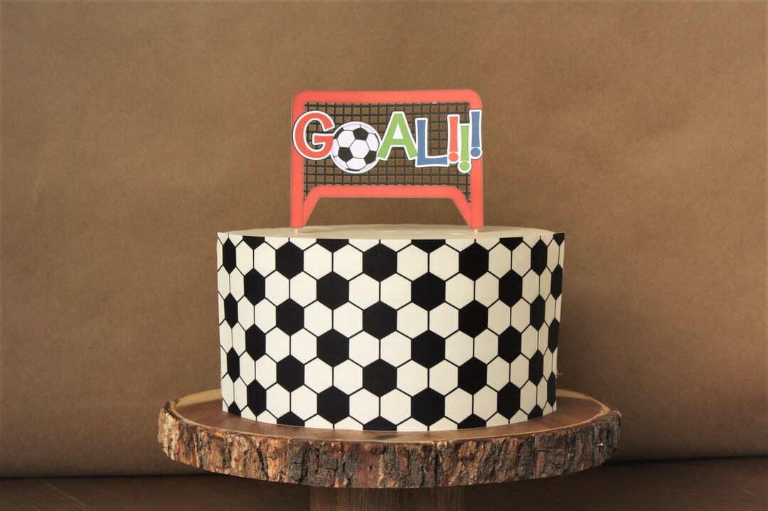 Soccer Theme Cake Decorations // Soccer Edible Cake Wrap or GOAL Cake