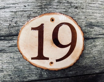Rustic Wooden House Number Sign: Natural Willow Wood Plaque