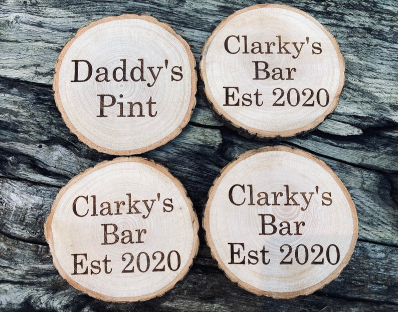 Wooden beer coaster wooden bar coaster personalised wooden Etsy