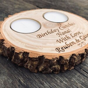 Wooden personalised mothers day gifts, anniversary wooden gifts for her, wooden candle holders, wooden tealight holder, Mothers Day gifts image 3