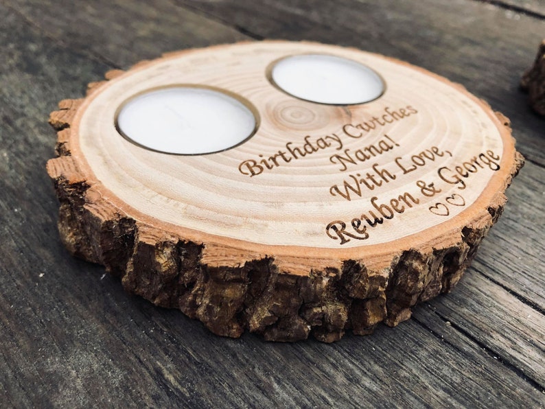 Wooden personalised mothers day gifts, anniversary wooden gifts for her, wooden candle holders, wooden tealight holder, Mothers Day gifts image 3
