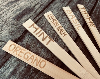 Set of Bamboo Garden Markers, Handcrafted Plant Labels, Vegetable and Fruit Garden Accessories, Eco-friendly Garden Decor