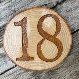 Wooden house numbers, house number plaques, engraved wooden number signs, house number signs, natural wooden house sign, rustic house number