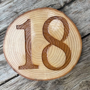 Wooden house numbers, house number plaques, engraved wooden number signs, house number signs, natural wooden house sign, rustic house number