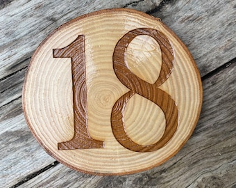 Wooden house numbers, house number plaques, engraved wooden number signs, house number signs, natural wooden house sign, rustic house number